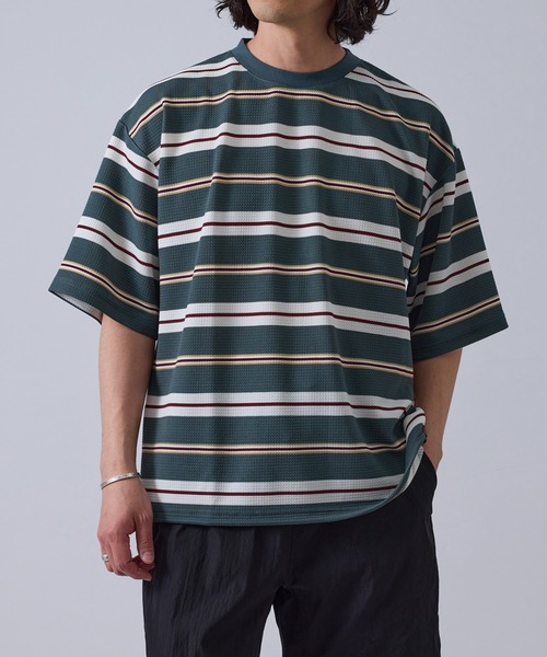 j.n.r.d tシャツ ウェーブワッフルボーダーTシャツ メンズ : ZOZOTOWN