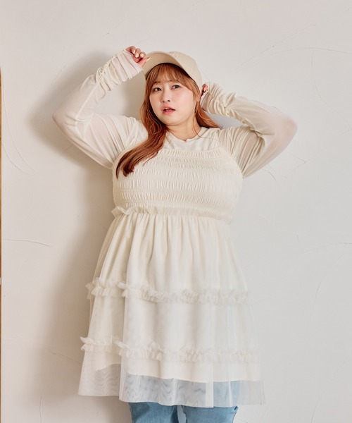 louiosy ルオシー LL キャミソールフレアワンピース Louiosy 「Louiosy」 キャミソールワンピース 4L アイボリー