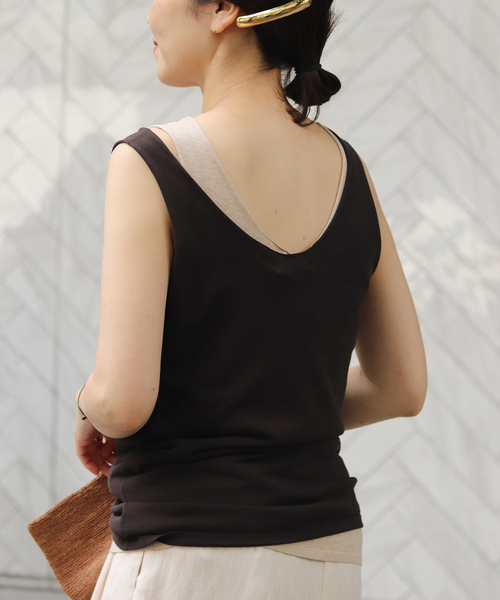 plage タンクトップ ノースリーブ COTTON KNIT タンク