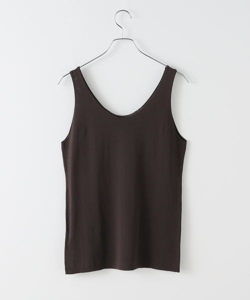 Plage◆ノースリーブカットソー/コットン/BLK/無地/24-070-922-7320-3-0 plage タンクトップ ノースリーブ COTTON KNIT タンク