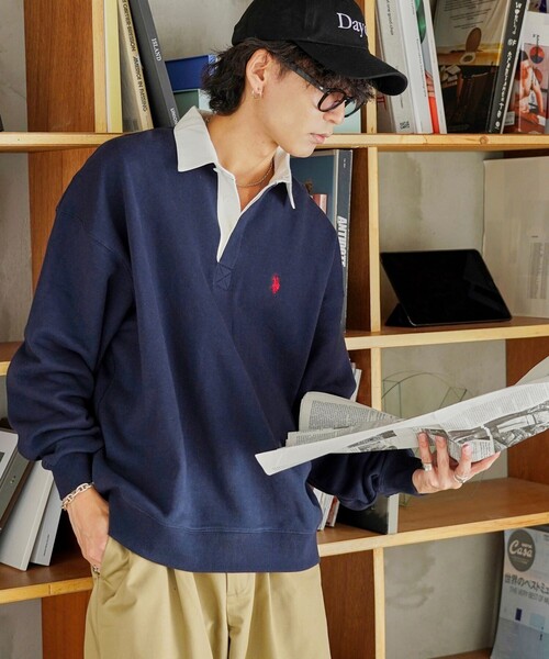 U.S. POLO ASSN. 「U.S. ASSN.」 長袖ポロシャツ SMALL ネイビー