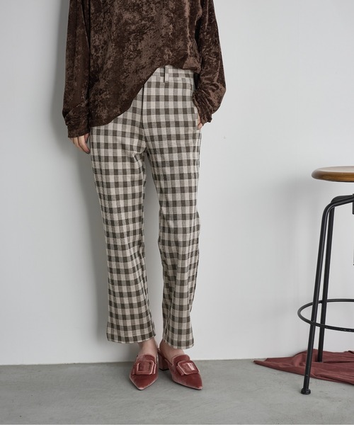 THE Yon パンツ チェッククロップドパンツ レディース : ZOZOTOWN