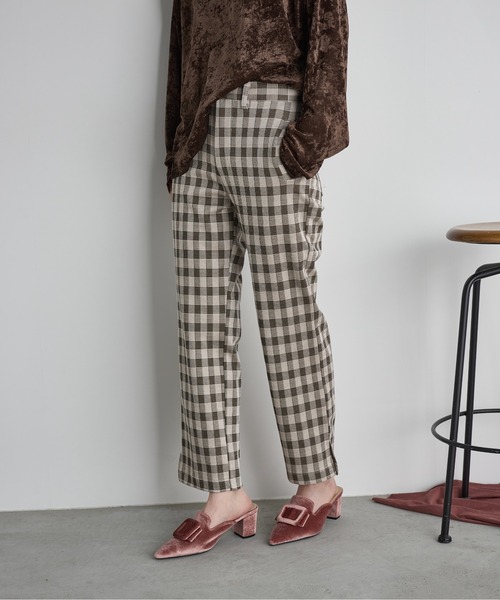 THE Yon パンツ チェッククロップドパンツ レディース : ZOZOTOWN