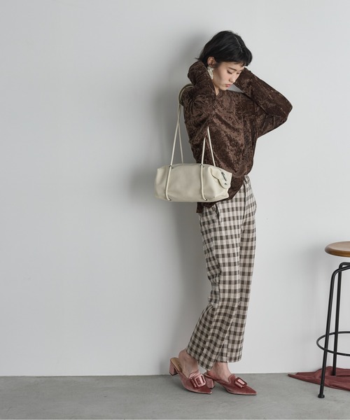 THE Yon パンツ チェッククロップドパンツ レディース