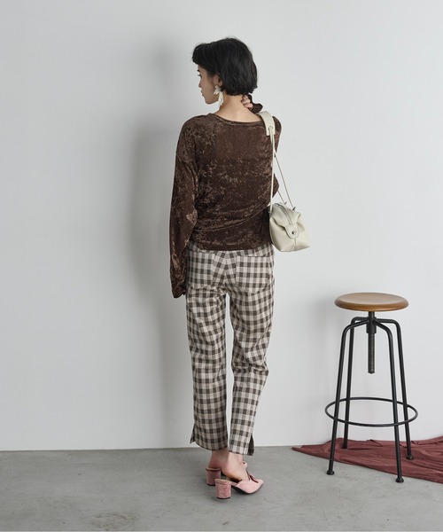 THE Yon パンツ チェッククロップドパンツ レディース