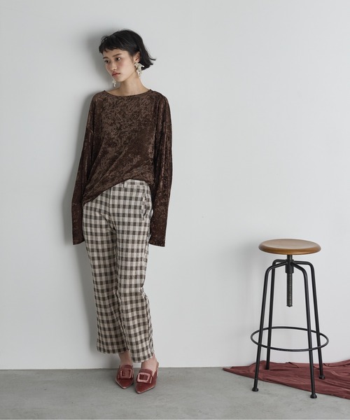 THE Yon パンツ チェッククロップドパンツ レディース : ZOZOTOWN