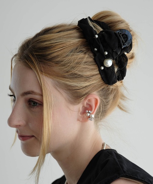 GGロゴ パール装飾 ヘアクリップ ZAKKA-BOX（ザッカボックス） ヘアクリップ パールシフォンバンス