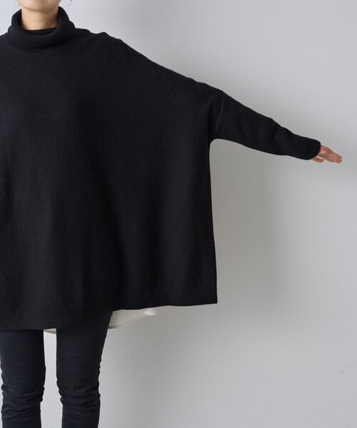 BEARDSLEY ブラック 五分袖ニット新品未使用品 BEARDSLEY ニット セーター タートルビッグニット(ショート