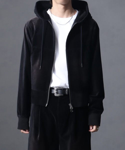 Belvet 黒パーカー 14.8oz Painted Crop Zip Hoodie – BELVET