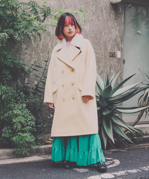 コート アウター YELW ANGORA MELTON P-COAT レディース メンズの画像