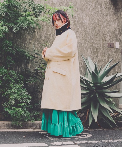 コート アウター YELW ANGORA MELTON P-COAT レディース メンズの画像