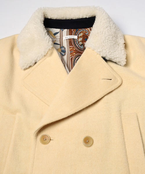 コート アウター YELW ANGORA MELTON P-COAT レディース メンズの画像