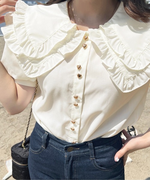 「apres jour」 半袖ブラウス X-LARGE ネイビー レディース_画像5