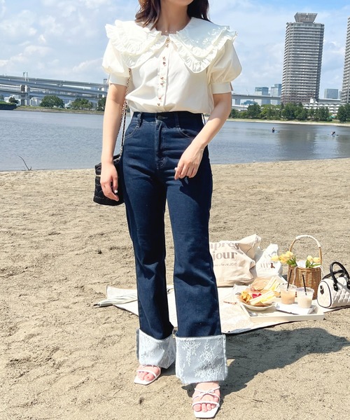 「apres jour」 半袖ブラウス X-LARGE ネイビー レディース_画像6