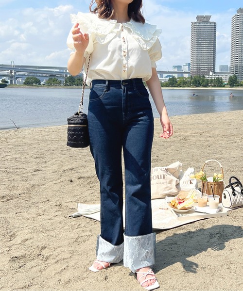 「apres jour」 半袖ブラウス X-LARGE ネイビー レディース_画像7