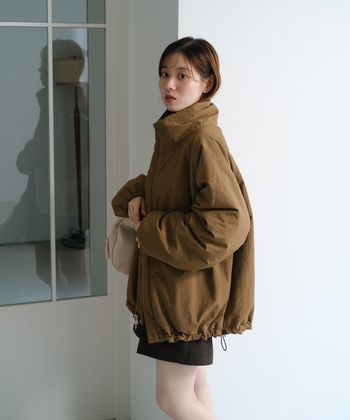 Kastane チェック中綿リバーシブルアウター グリーン M Kastane