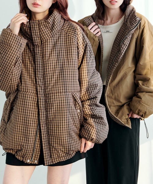 【新品未使用】kastane カスタネ チェック中綿リバーシブルアウター　M セール】【今すぐお届け！/お気に入り3万人突破！/ユニセックス