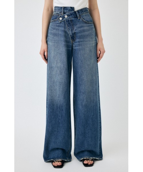 【(^^) 】MOUSSY マウジー クロスウエスト ワイド デニム ブル MOUSSY（マウジー） ジーンズ デニム デニムパンツ CROSS WAIST WIDE