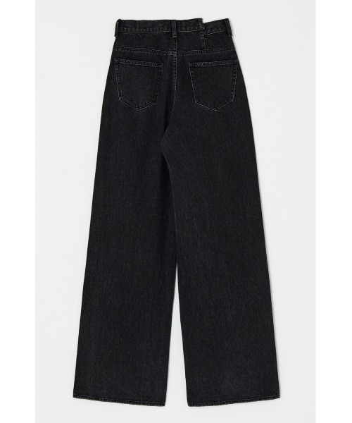 MOUSSY ブラック クロスウエストワイドストレートデニム MOUSSY（マウジー） ジーンズ デニム デニムパンツ CROSS WAIST WIDE