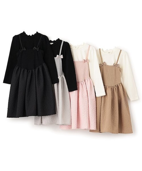 ワンピース フライストップス＆キャミワンピースセット「子供服
