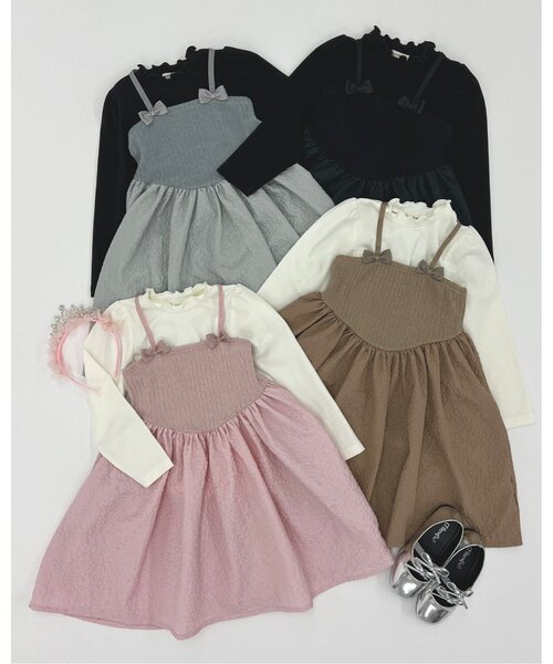 ワンピース フライストップス＆キャミワンピースセット「子供服