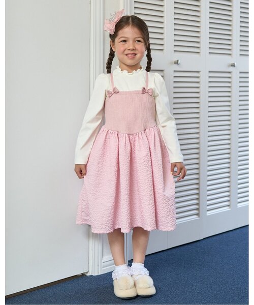 ワンピース フライストップス＆キャミワンピースセット「子供服 