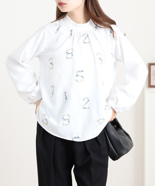 Quelle Chance（ケルシャンス） ブラウス シャツ 数字花刺繍フリル