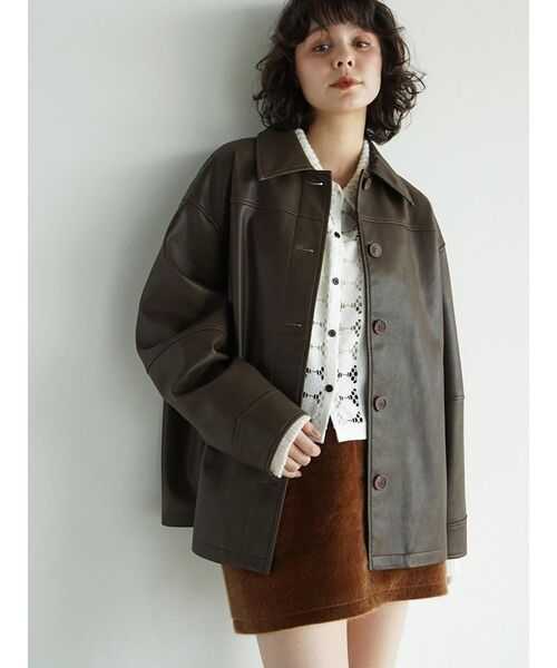 FREAK'S STORE◇シングルライダースジャケット/S/羊革/BLK/無地/164