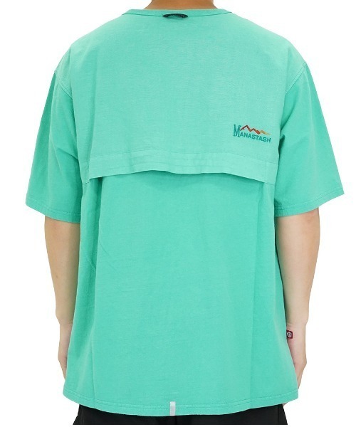 「MANASTASH」 半袖Tシャツ LARGE ミント メンズ_画像4