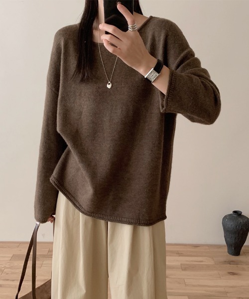 COCOMOMO ニット セーター ラウンドネックルーズニット ラウンドネック