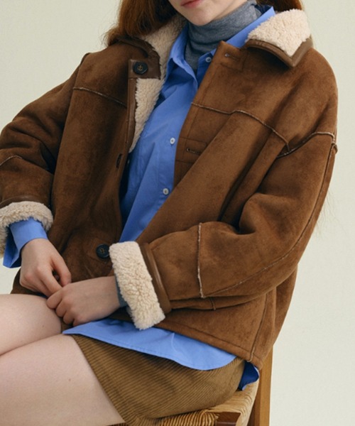 ムートンコート ボアコート Reversible suede boa Jacket レディース
