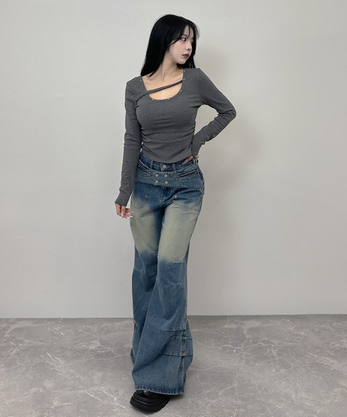 FOLLOWIN（フォロウィン） ジーンズ デニム デニムパンツ クロスベルト