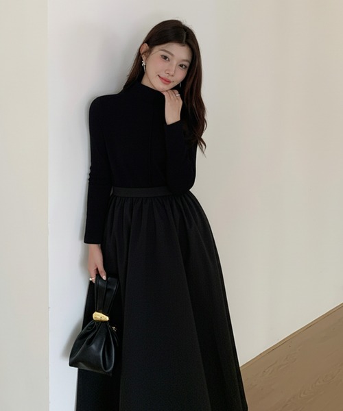 ワンピース タートルネックドッキングロングワンピース : ZOZOTOWN