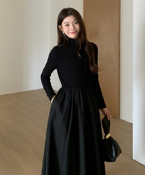 ワンピース タートルネックドッキングロングワンピース : ZOZOTOWN