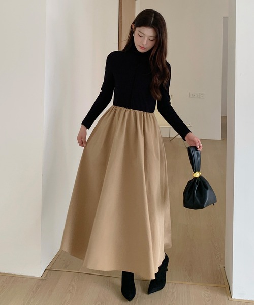 ワンピース タートルネックドッキングロングワンピース : ZOZOTOWN