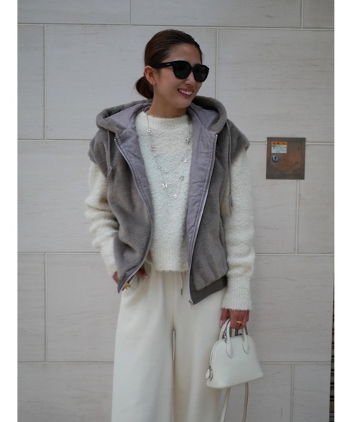 BeBeoD（ベベッド） コート アウター フェイクファーフーディショート