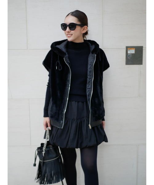 BeBeoD（ベベッド） コート アウター フェイクファーフーディショート