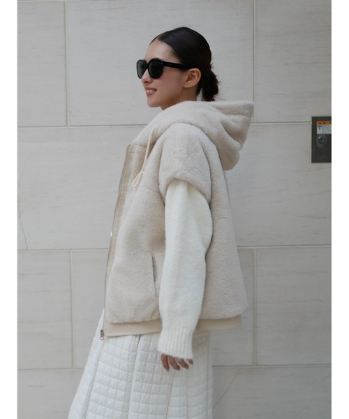 BeBeoD（ベベッド） コート アウター フェイクファーフーディショート