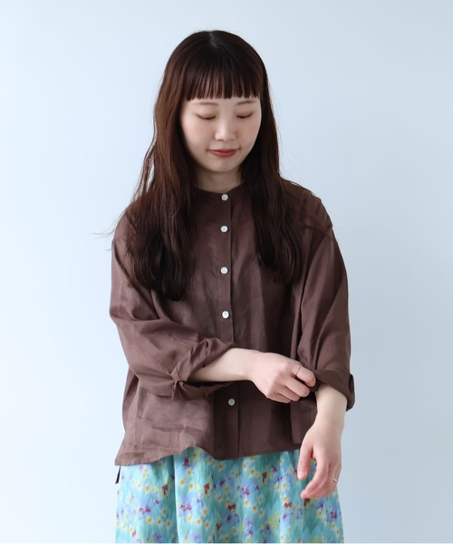bulle de savon（ビュルデサボン） ブラウス シャツ Ramie short 