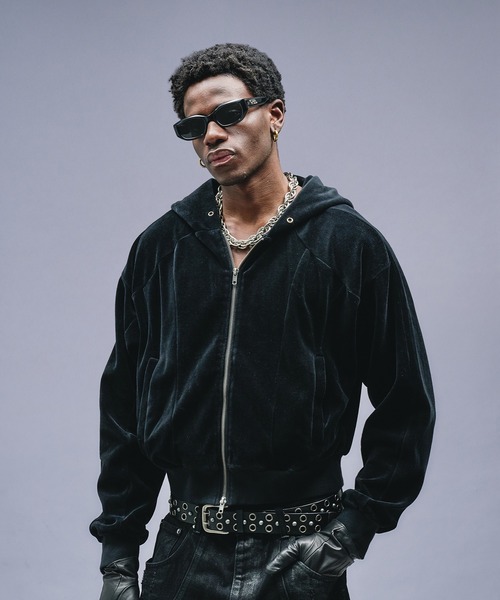 ANDER HUNK パーカー Velours Short Zip-up Parker / ベロアショート