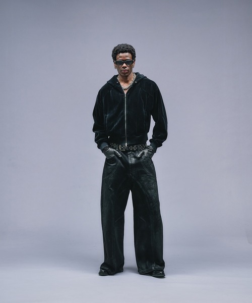ANDER HUNK パーカー Velours Short Zip-up Parker / ベロアショート