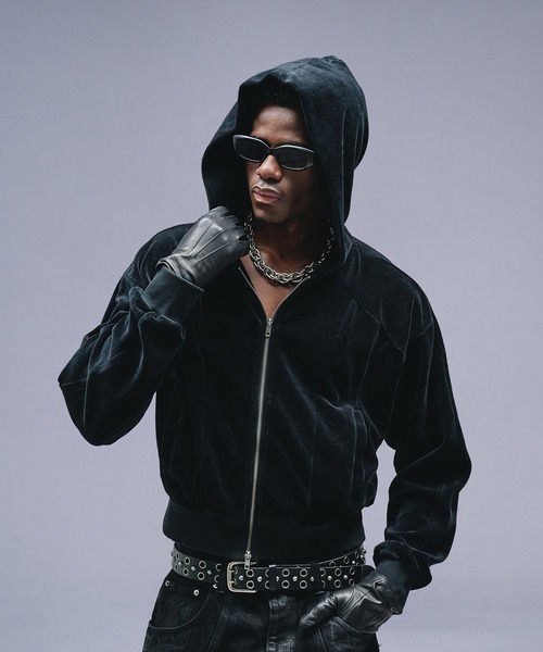 ANDER HUNK パーカー Velours Short Zip-up Parker / ベロアショート
