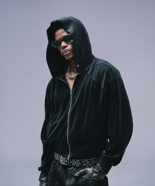 ANDER HUNK パーカー Velours Short Zip-up Parker / ベロアショート