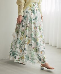 La boutique BonBon エンブロイダリーフラワープリントスカート La boutique Bonbon（ラブティックボンボン） ロング スカート