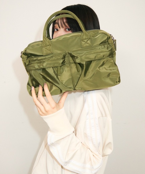 TONER ボストンバッグ 2WAYナイロンダブルポケットボストンバッグ/ロゴ