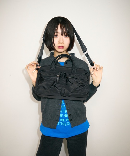 TONER ボストンバッグ 2WAYナイロンダブルポケットボストンバッグ/ロゴ
