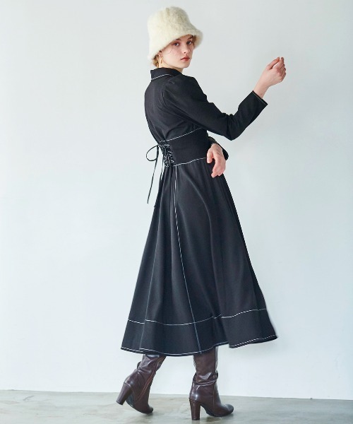 「AND COUTURE」 長袖ワンピース MEDIUM ブラック レディース_画像5