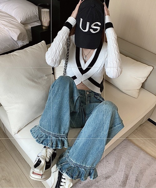 「meJane」 デニムパンツ L ブルー レディース_画像2