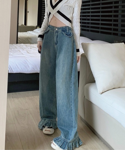 「meJane」 デニムパンツ L ブルー レディース_画像8