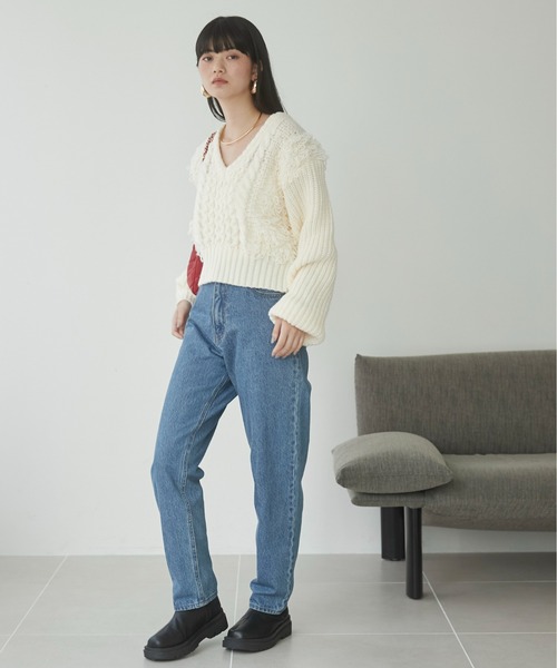 「ANGIE」 長袖ニット FREE アイボリー レディース_画像3